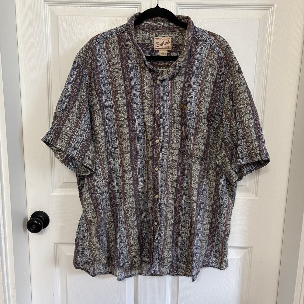 Vtg 90s Woolrich Aztec Southwestern Button Down Shirt 3XL Big Grandpa Dad Style